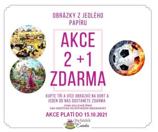Akce na www.eninka.cz na jedlý papír. Kupte 3 a více obrázků na dort na jedlém papíru a ten nejlevnější máte od od nás...