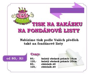 Tisk na zakázku na fondánový list. Připraveno k odeslání do druhého dne. Objednávat můžete na www.eninka.cz #fondanovylist...